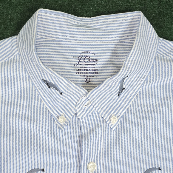j. Crew | Lightweight Oxford Pin-Striped Embroidered BlueWhale Button Down Shirt - Picture 6 of 15